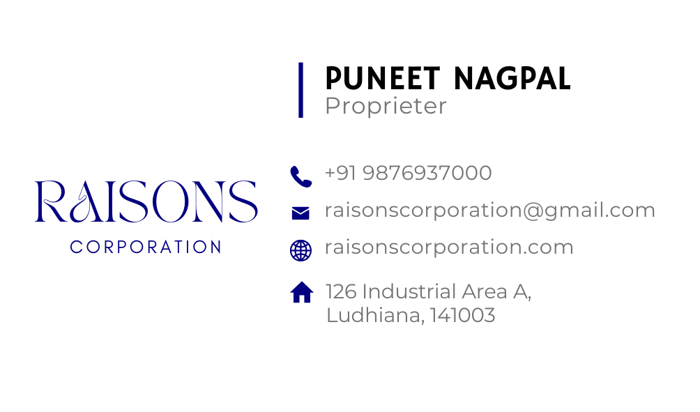 Raisons visiting card back side